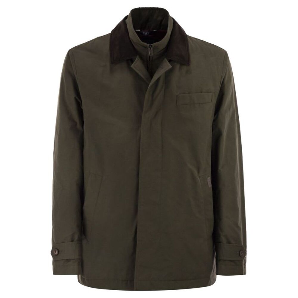 Fay Men Short Morning Raincoat In Cotton And Nylon Faille
